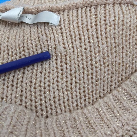 Lauren Conrad LC Pink Sparkle Knit Sweater Lace Heart Applique Large Long Sleeve - Picture 11 of 11